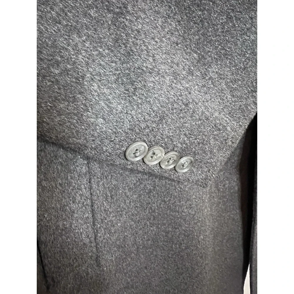 Pronto Uomo Long Overcoat Men's‎ 46R Grey Wool Single Breasted